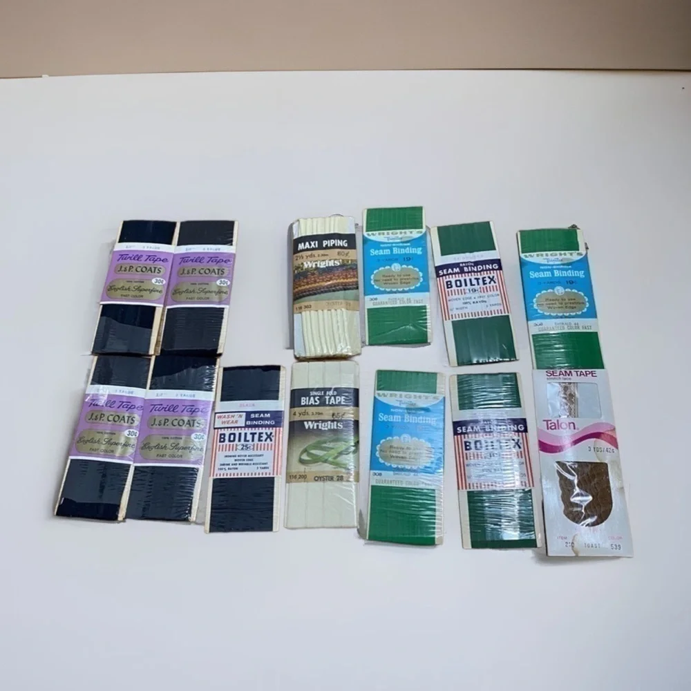 Vintage Twill Tape Seam Binding Sewing Bundle NEW J&P Coats Boiltex Wrights